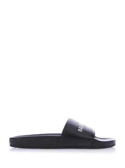 Shop Balenciaga Pool Slides In Black