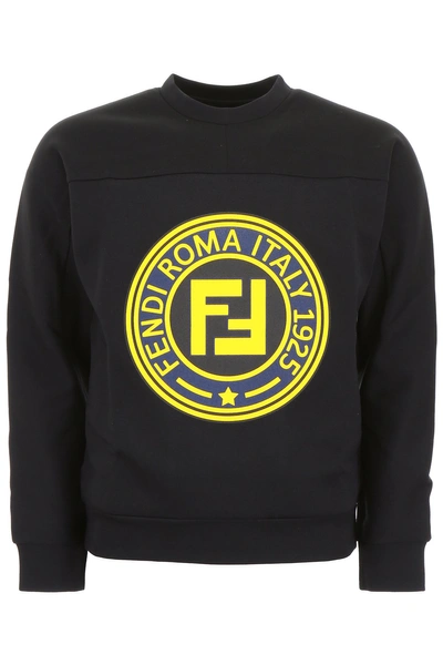 Shop Fendi Printed Logo Sweater In Black