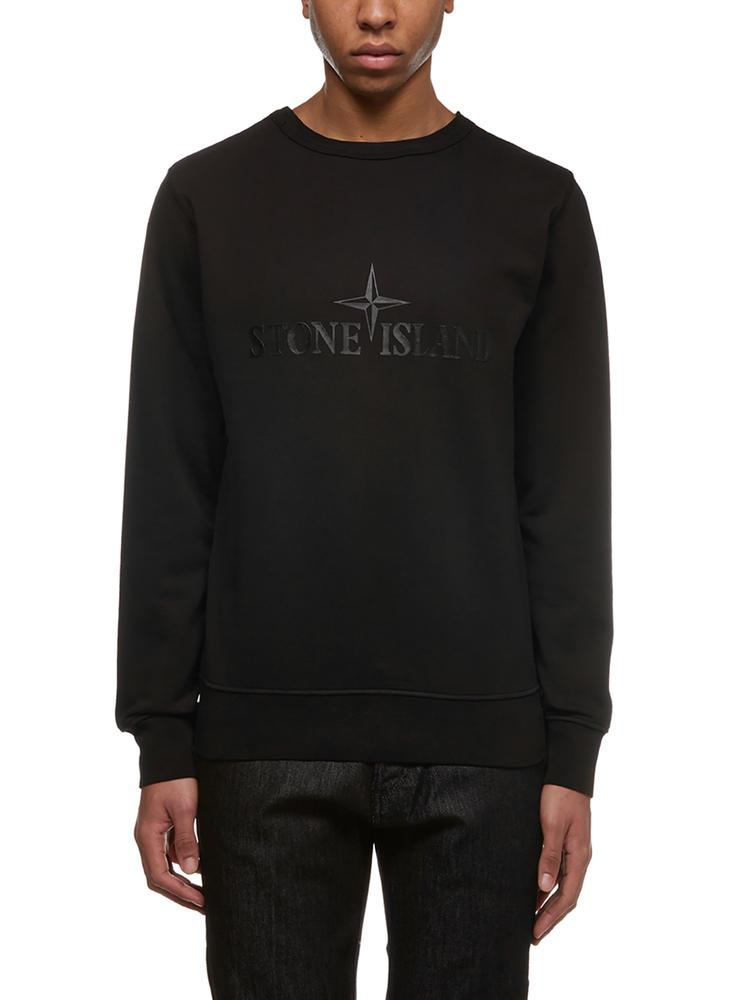 Stone Island Logo Embroidered Sweatshirt In Black | ModeSens