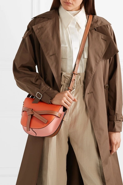 Shop Loewe Gate Small Leather Shoulder Bag In Orange