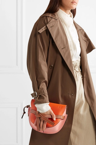 Shop Loewe Gate Small Leather Shoulder Bag In Orange