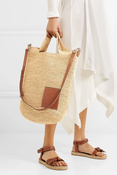 Loewe - + Paula'S Ibiza Medium Leather-Trimmed Woven Raffia Tote - Tan for  Women