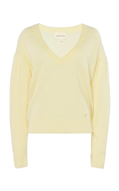 Shop Lou Lou Studio Piana V-neck Cashmere Sweater In Yellow