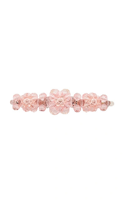 Shop Simone Rocha Bead-embellished Glass Hairclip In Pink