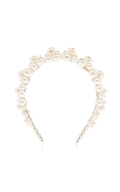 Shop Simone Rocha Cluster Pearl-effect Hairband In Silver