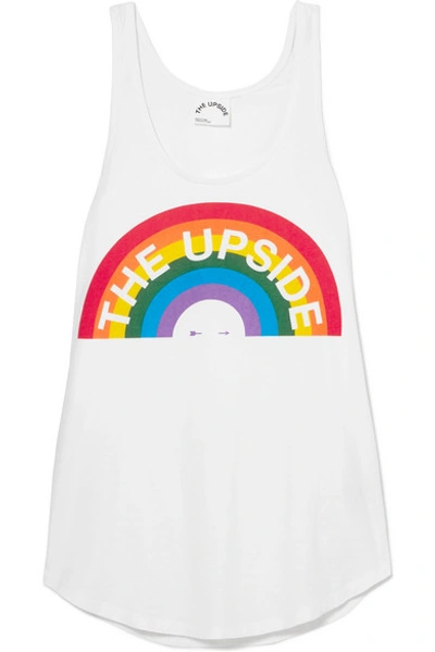 Shop The Upside Rainbow Issy Printed Cotton-jersey Tank In White