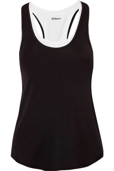 Shop All Access Duet Layered Stretch-modal Jersey Tank In Black