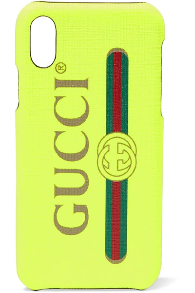Shop Gucci Printed Textured Iphone X Case In Bright Yellow