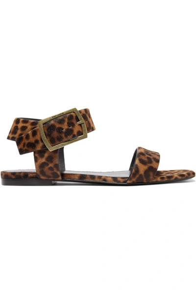 Shop Saint Laurent Oak Leopard-print Calf Hair Sandals In Leopard Print