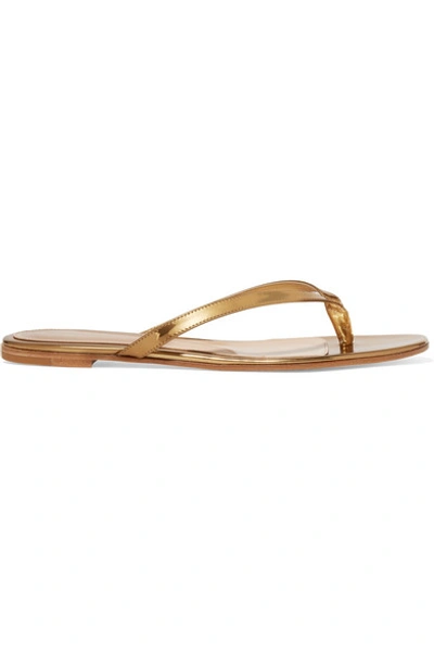 Shop Gianvito Rossi Mirrored-leather Sandals In Gold