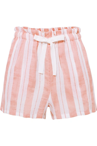 Shop Lemlem + Net Sustain Doro Striped Cotton-blend Gauze Shorts In Blush