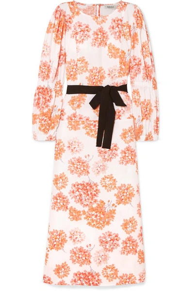 Shop Arias Belted Floral-print Cotton Dress In Orange
