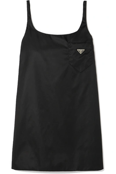 Shop Prada Appliquéd Shell Mini Dress In Black