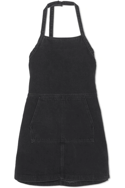 Shop Sandy Liang Wrangler Open-back Denim Mini Dress In Black