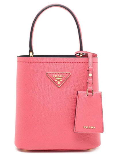 Shop Prada Double Bucket Bag In Pink