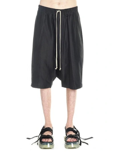 Shop Rick Owens Low Crotch Shorts In Black