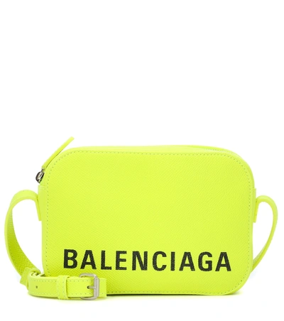 Shop Balenciaga Ville Camera Xs Leather Shoulder Bag In Yellow
