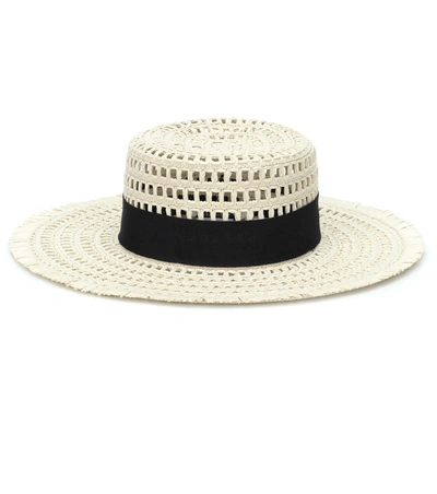 Shop Max Mara Acqua Raffia Hat In White