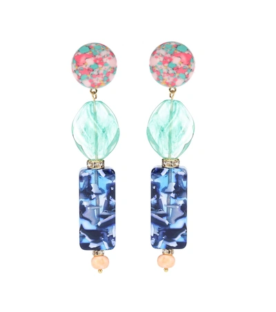 Shop Lele Sadoughi Stacked Stone Earrings In Blue