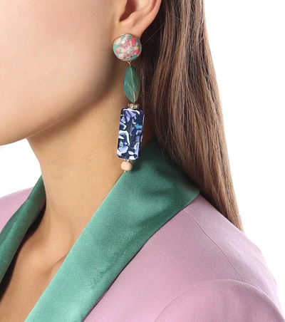 Shop Lele Sadoughi Stacked Stone Earrings In Blue