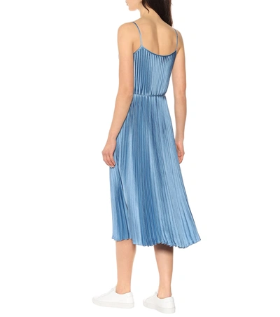 Shop Vince Pleated Slip Dress In Blue