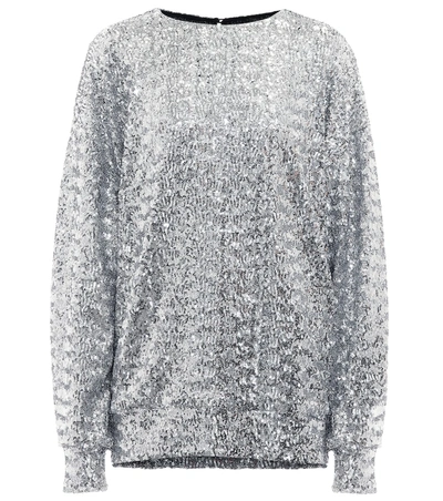 Shop Isabel Marant Olivia Sequined Top In Silver