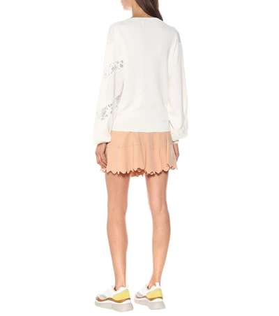 Shop Chloé Silk And Cotton Sweater In White