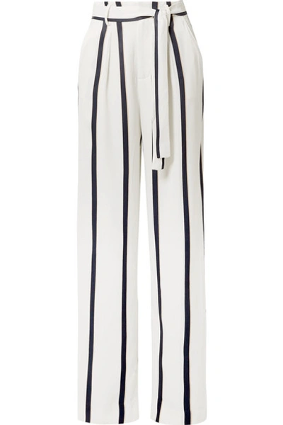 Shop Equipment Evonne Striped Satin Wide-leg Pants In White