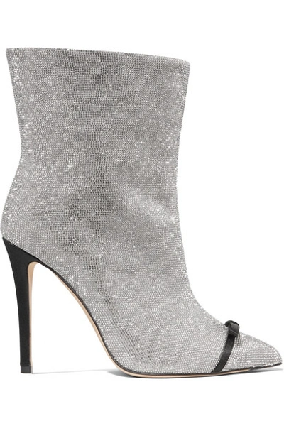 Shop Marco De Vincenzo Pvc-trimmed Crystal-embellished Leather Ankle Boots In Silver