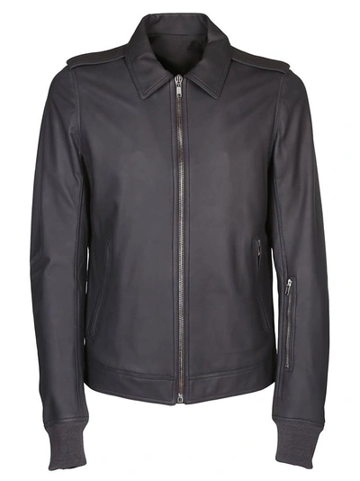 Shop Rick Owens Rotterdam Leather Jacket In Grey