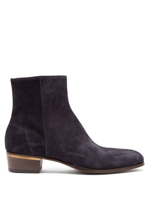 Dunhill Duke Suede Chelsea Boots In Dark Blue | ModeSens