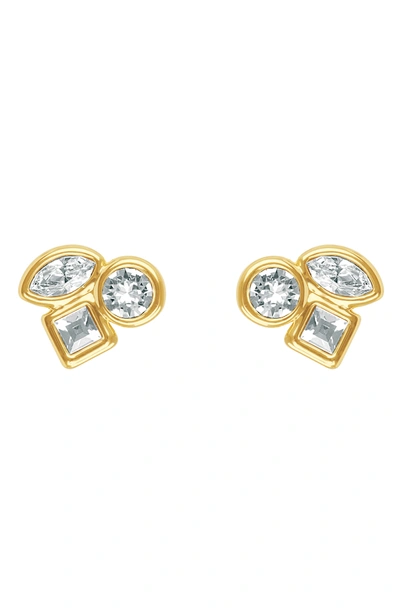Shop Adore Mini Mixed Crystal Earrings In Crystal/ Gold