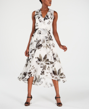 calvin klein floral print midi dress