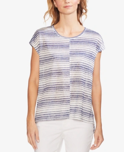 Shop Vince Camuto Striped Top In Dusty Blue