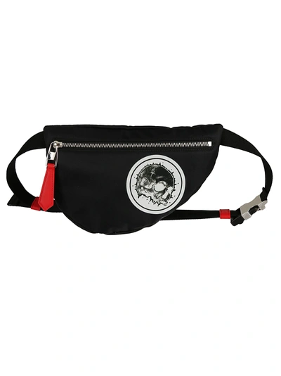 Shop Alexander Mcqueen Printed Skull Belt Bag In Black/white/l.red/bl