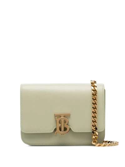 Shop Burberry Belted Leather Tb Bag - Green