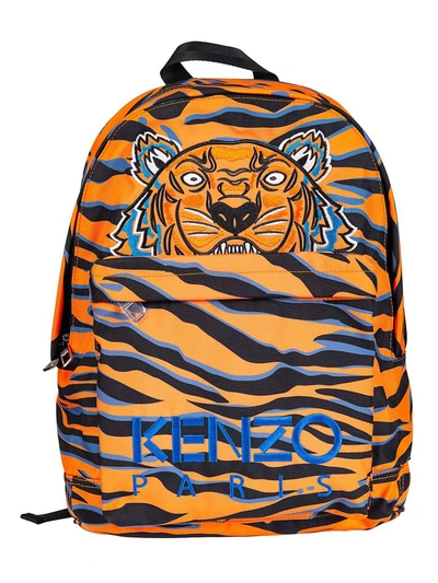 Shop Kenzo Embroidered Tiger Backpack In Orange Moyen