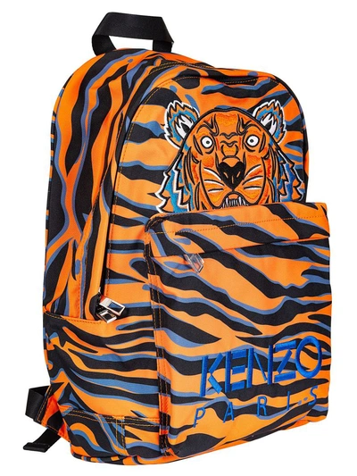 Shop Kenzo Embroidered Tiger Backpack In Orange Moyen