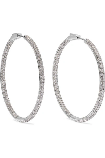 Shop Anita Ko 18-karat White Gold Diamond Hoop Earrings