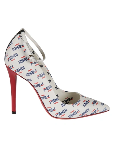 Shop Fendi Mania Pointed Pumps In Rosso/fragola