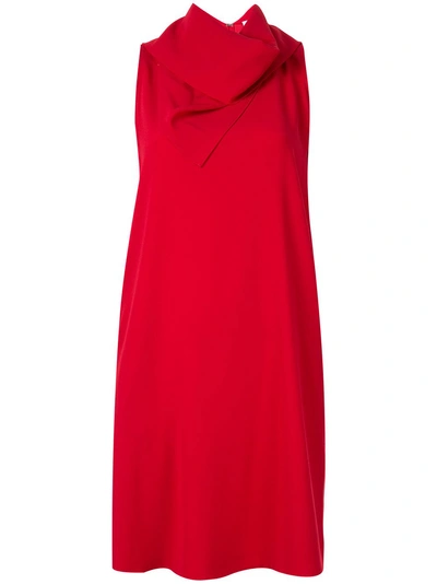CK CALVIN KLEIN 后置镂空细节缎面连衣裙 - 红色