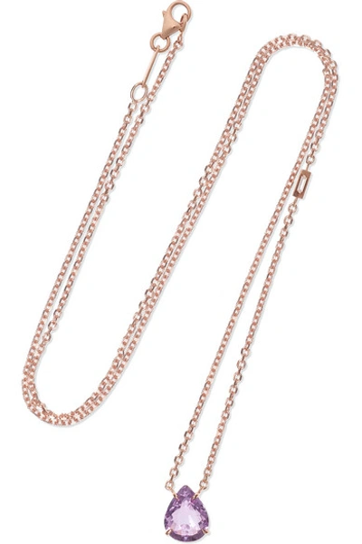 Shop Anita Ko 18-karat Rose Gold, Sapphire And Diamond Necklace