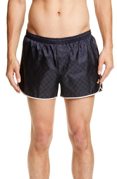 Shop Gucci Gg Swim Trunks In Blue