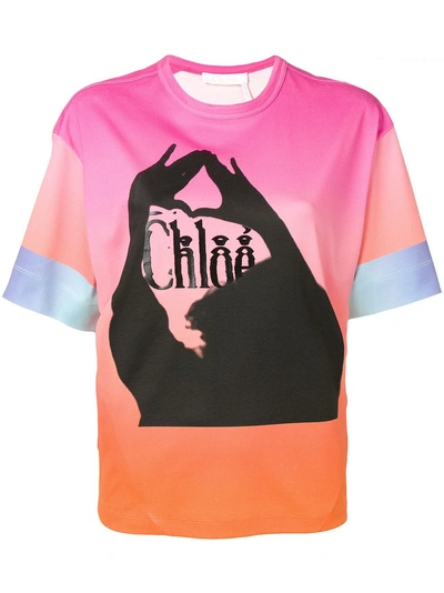 Shop Chloé Colour Block T-shirt - Pink