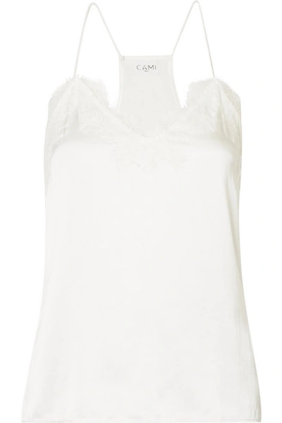 Shop Cami Nyc The Racer Lace-trimmed Silk-charmeuse Camisole In White