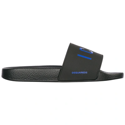 Shop Dsquared2 Men's Slippers Sandals Rubber  Icon In Black
