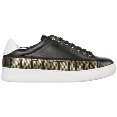 Shop Versace Men's Shoes Leather Trainers Sneakers In Black