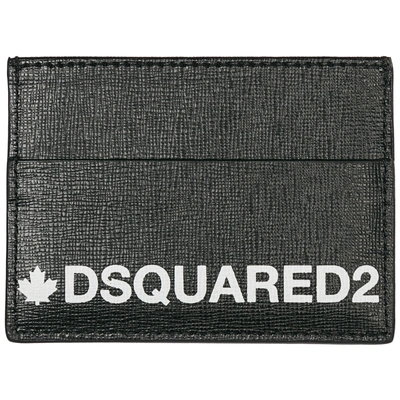 Shop Dsquared2 Men's Genuine Leather Credit Card Case Holder Wallet In Black