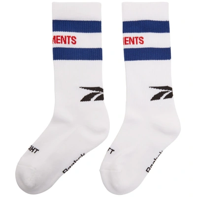 Shop Vetements White Reebok Edition Classic Socks In White/blue