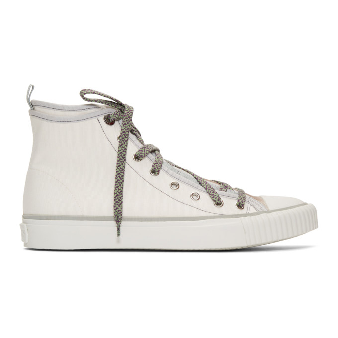 Lanvin High-top Canvas And Velvet Trainers In 00wht | ModeSens